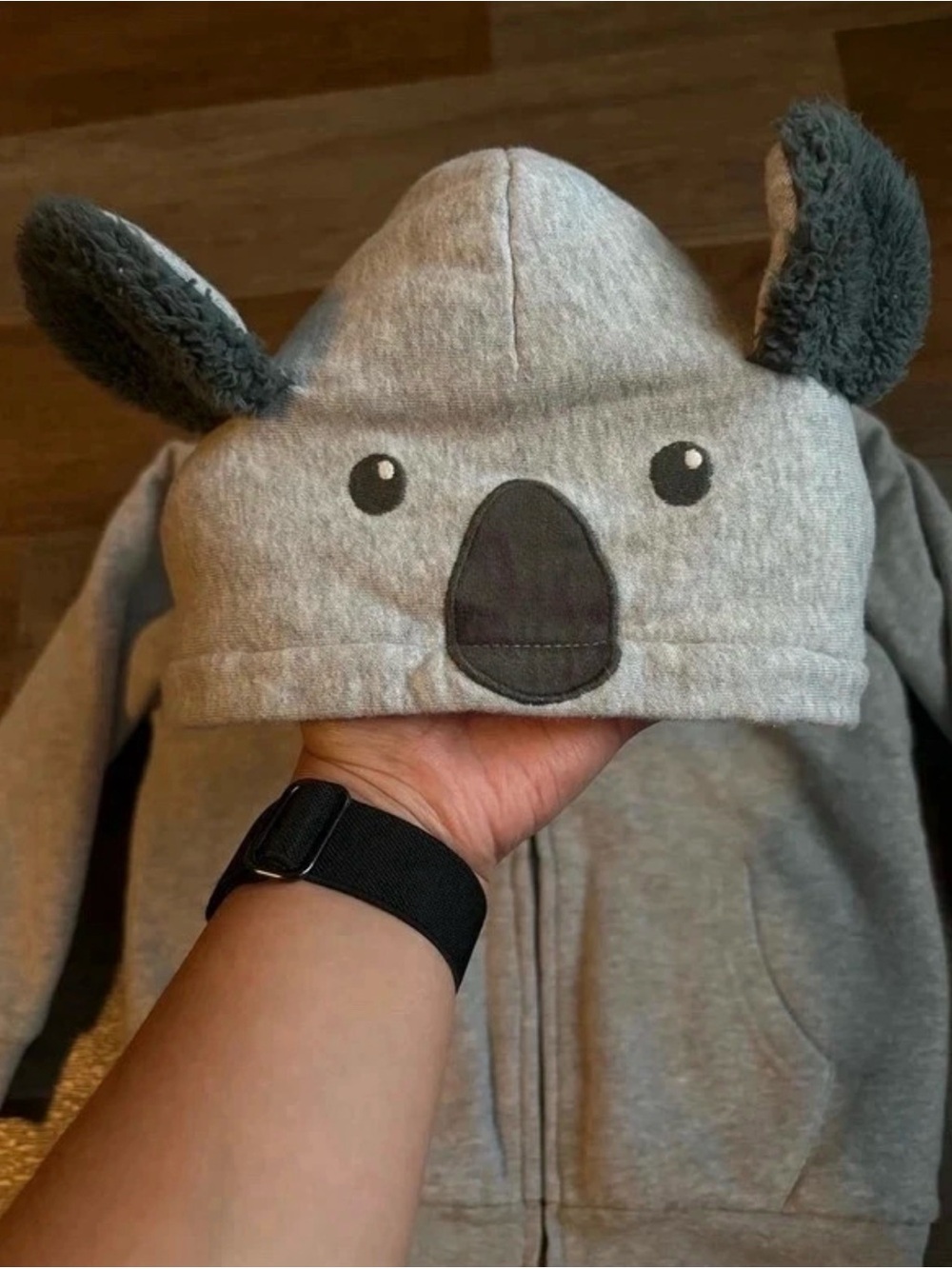 Kids Gray Koala Hooded Zip-Up Hoodie from Mini Boden